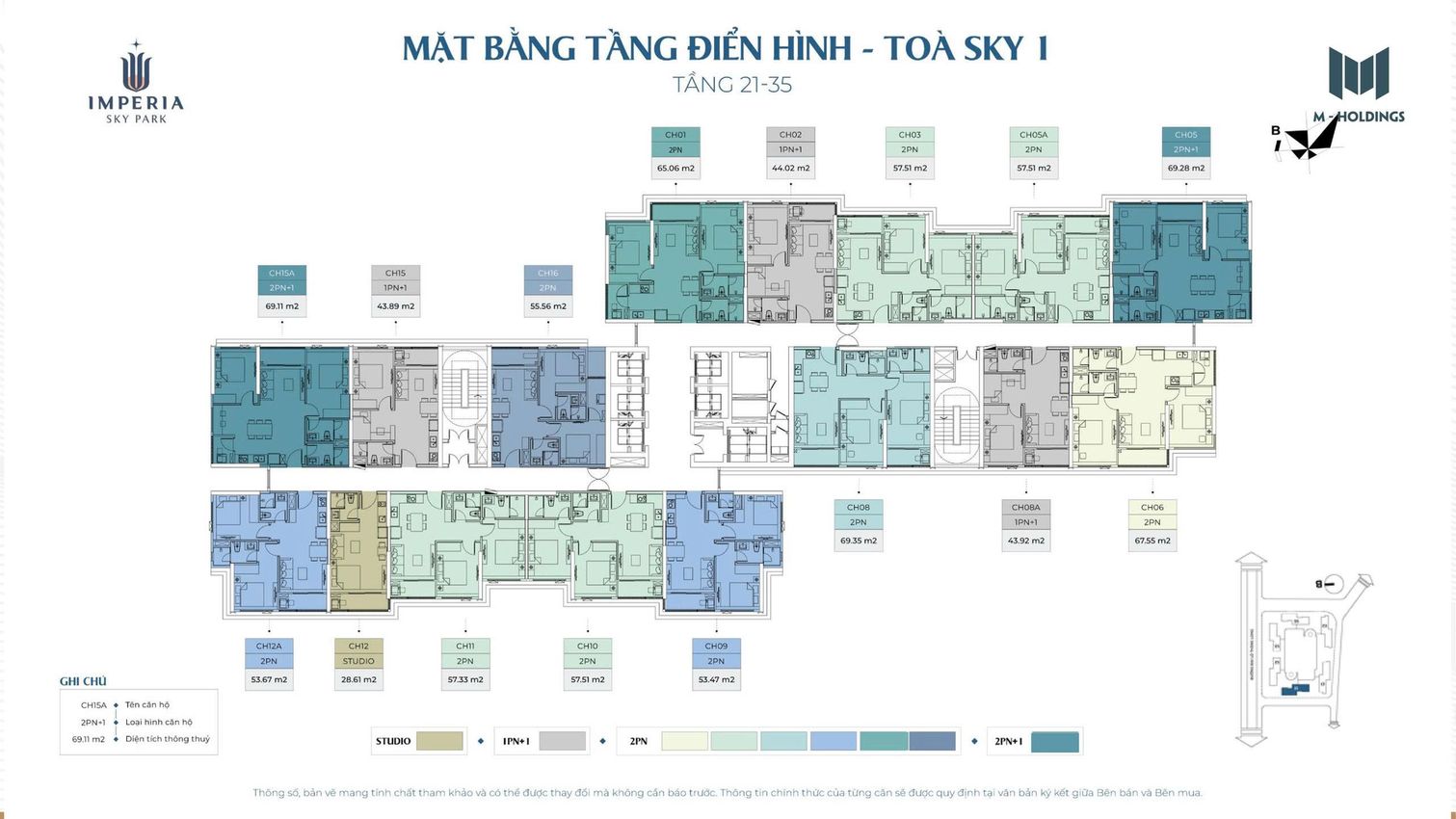 Mặt bằng tòa 1 Imperia Sky Park