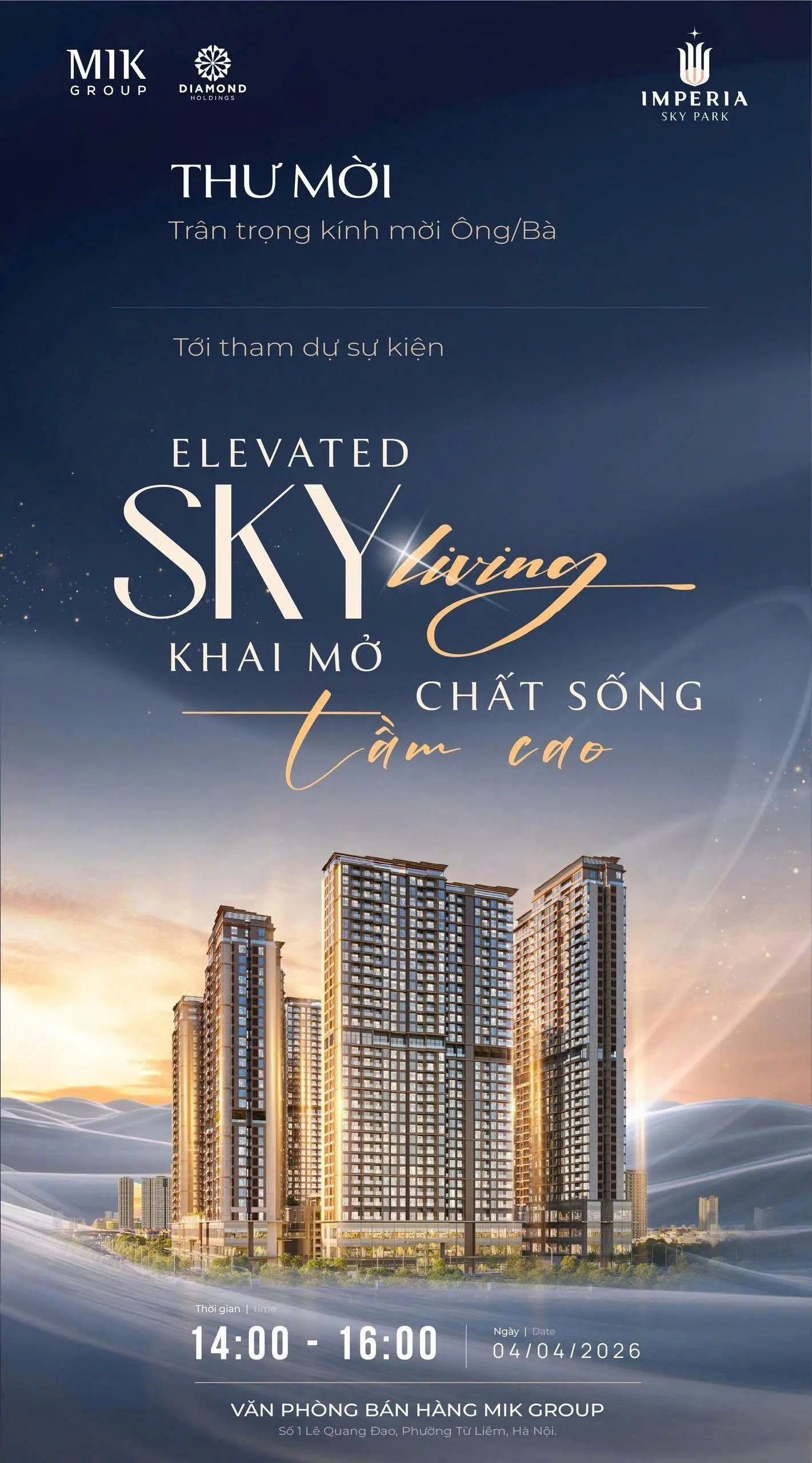 THƯ MỜI THAM DỰ SỰ KIỆN RA MẮT DỰ ÁN IMPERIA SKY PARK